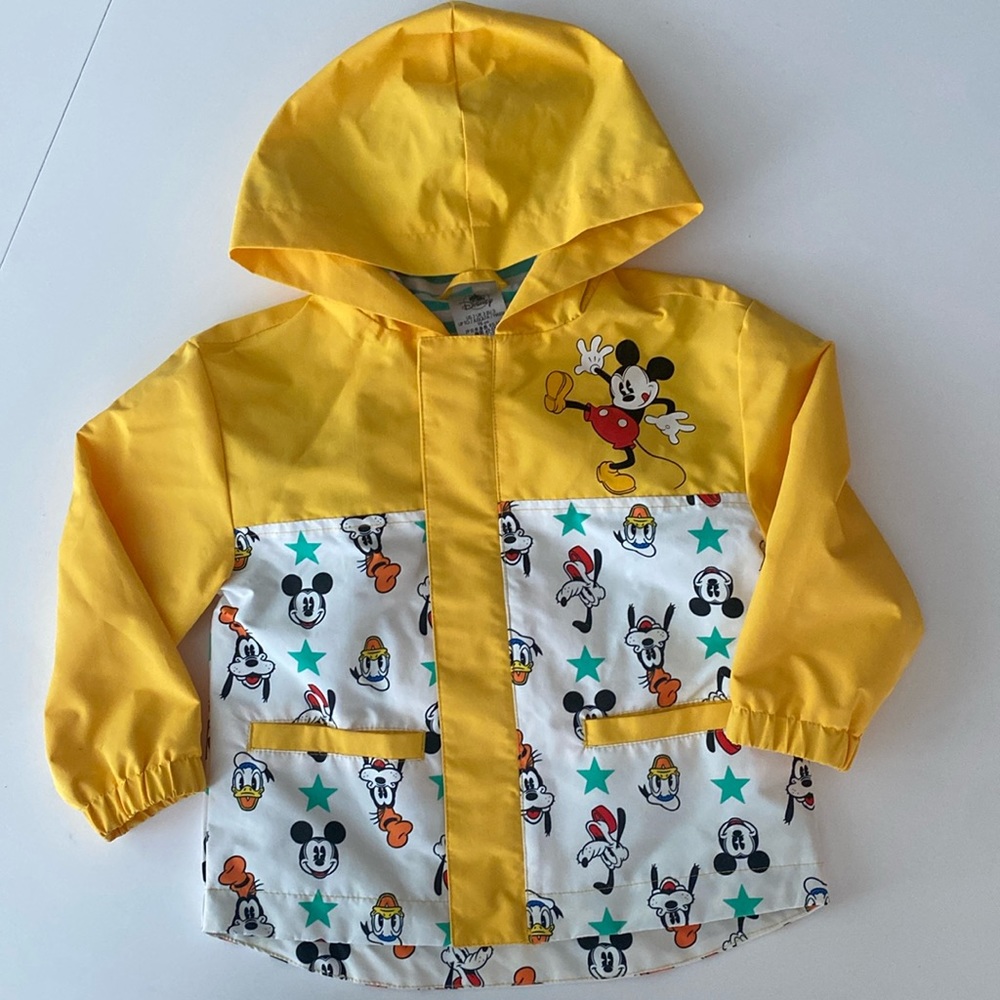 Disney Mickey Mouse Self Stowing Rain Jacket Size 3T